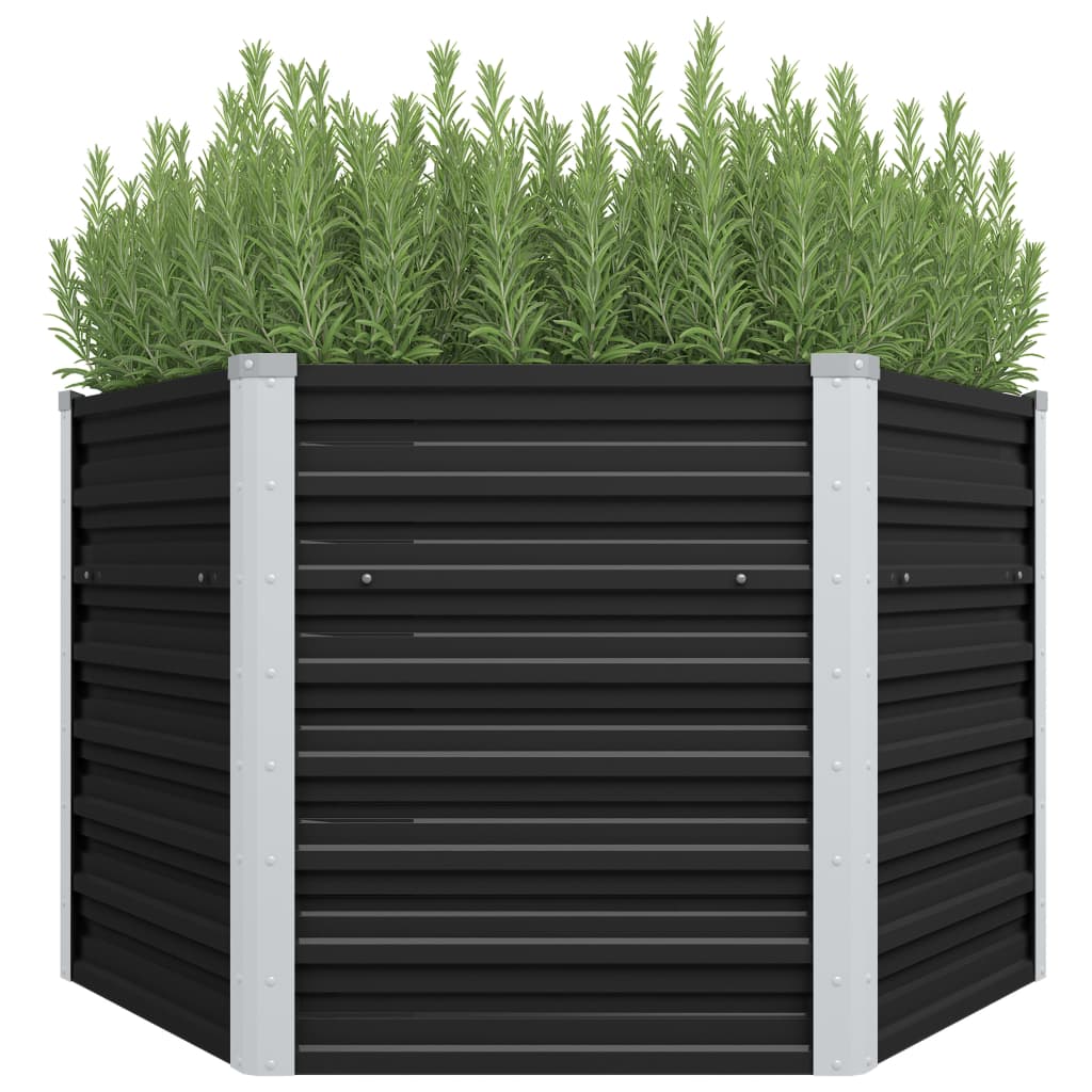 Garden Raised Bed Anthracite 129x129x77 cm Galvanised Steel - Brittle & Co