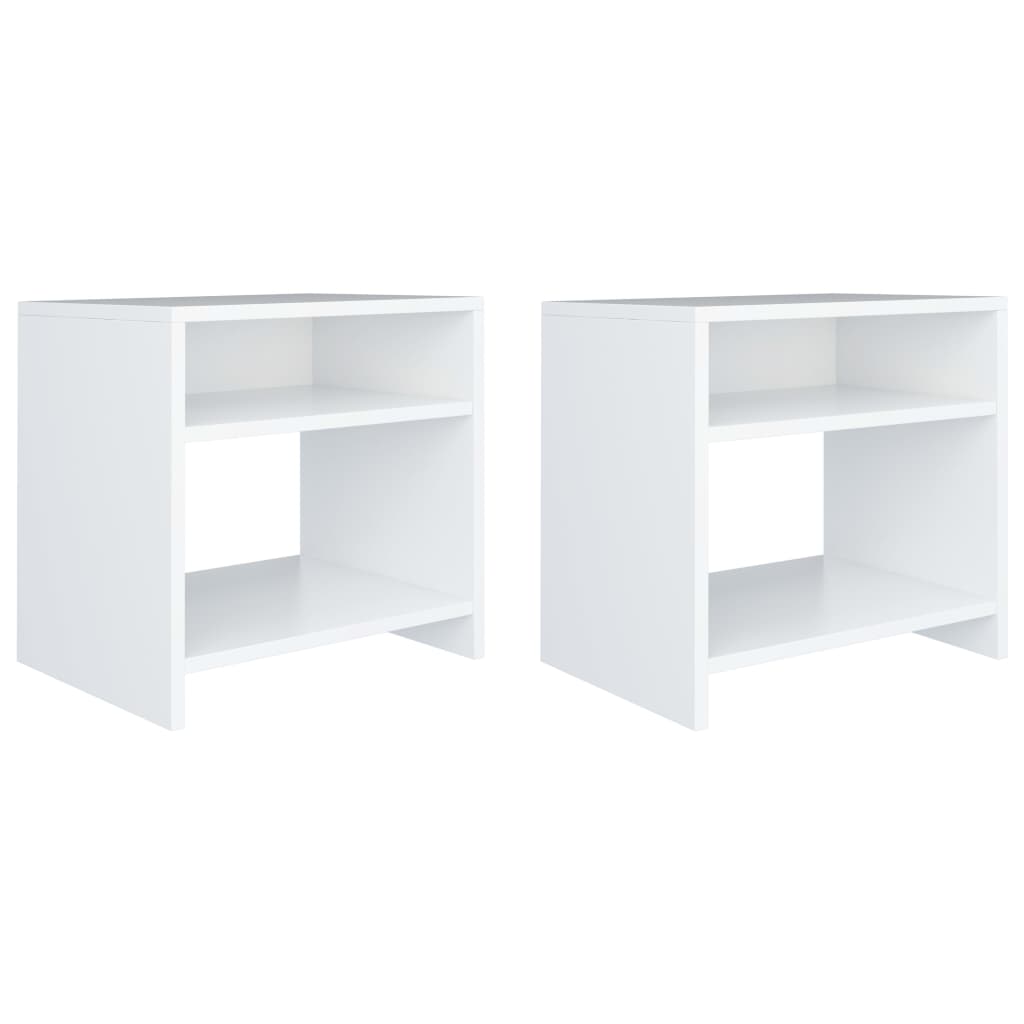 Bedside Table - DAWSON Finn 2 Piece Nightstand White 40cm - Merlin Deals