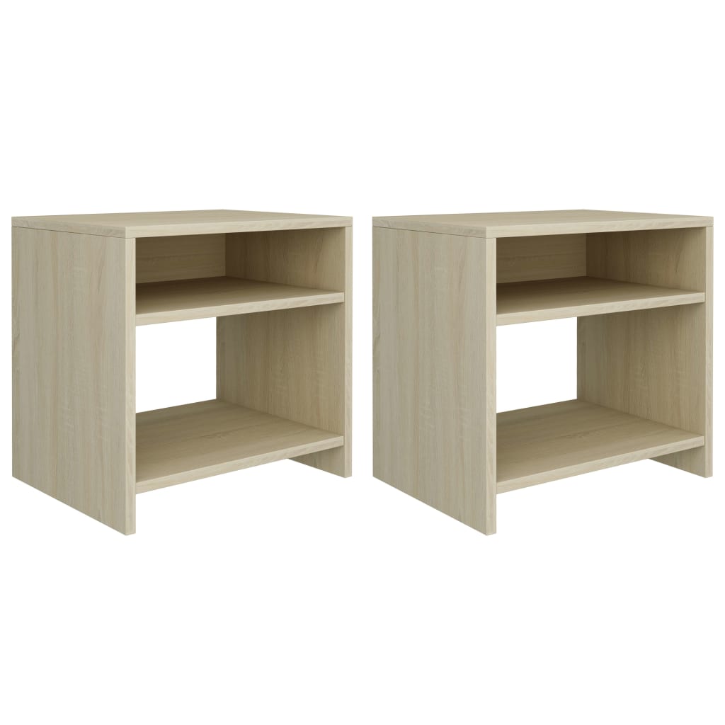 Bedside Table - DAWSON Rae 2 Piece Nightstand Sonoma Oak 40cm - Discount Dealers