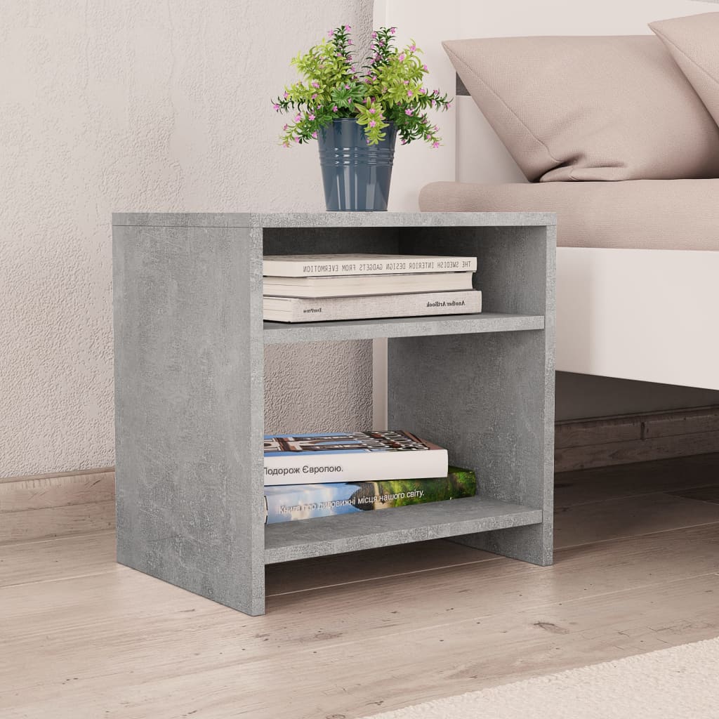 Bedside Table - DAWSON Ty Nightstand Concrete Grey 40cm - R and M Furniture