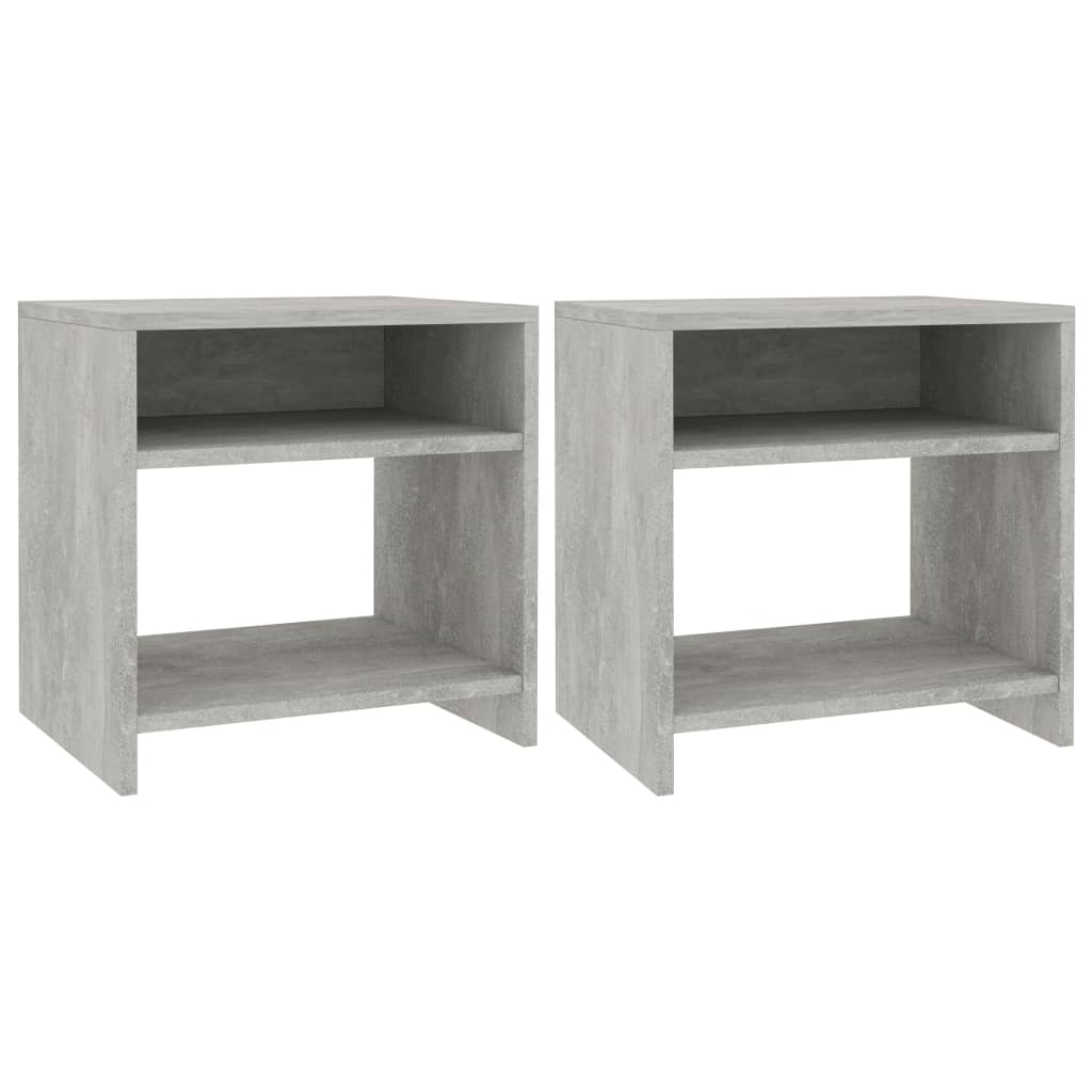 Bedside Table - DAWSON Bea 2 Piece Nightstand Concrete Grey 40cm - Decor Base