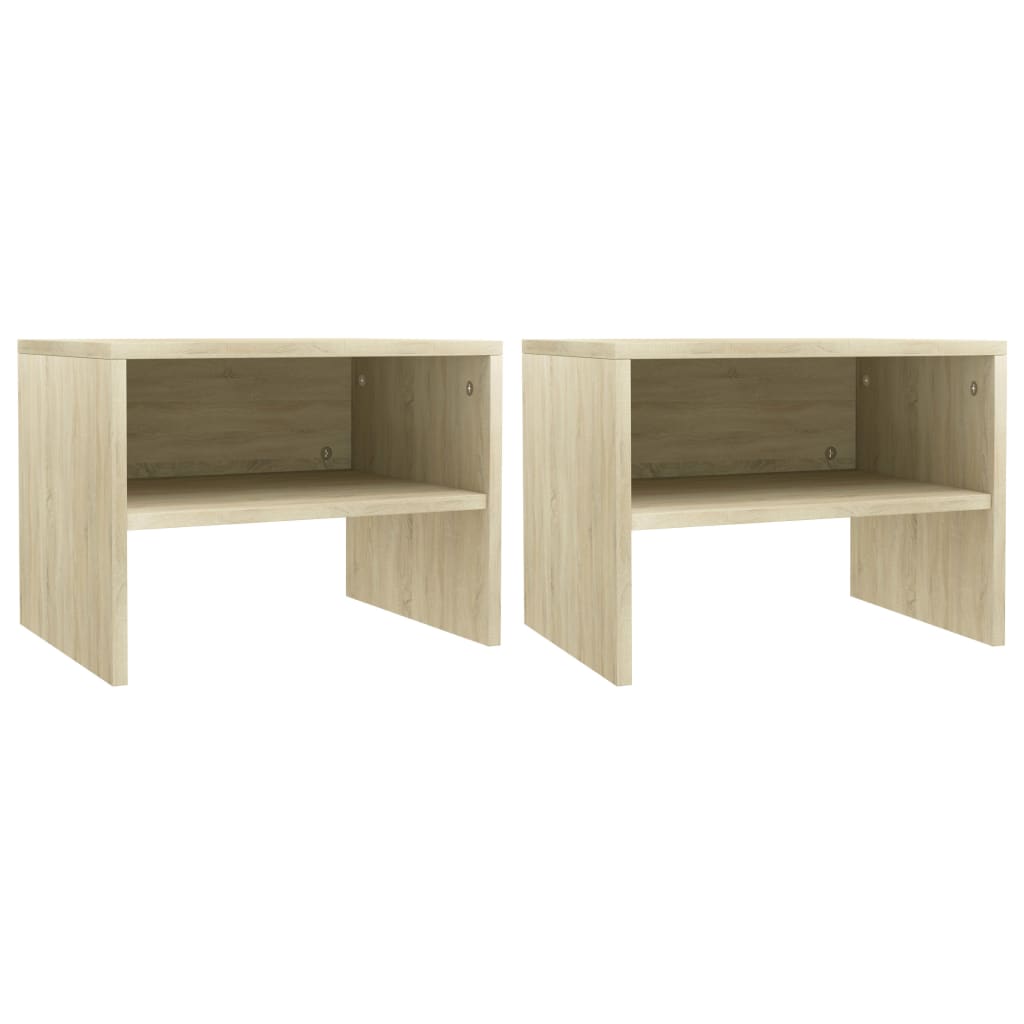 Bedside Table - ENNA Wyn 2 Piece Nightstand Sonoma Oak 40cm - The Home Maker