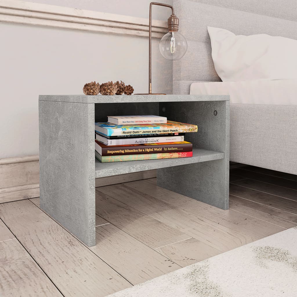 Bedside Table - ENNA Iris Nightstand Concrete Grey 40cm - Sid & Sam