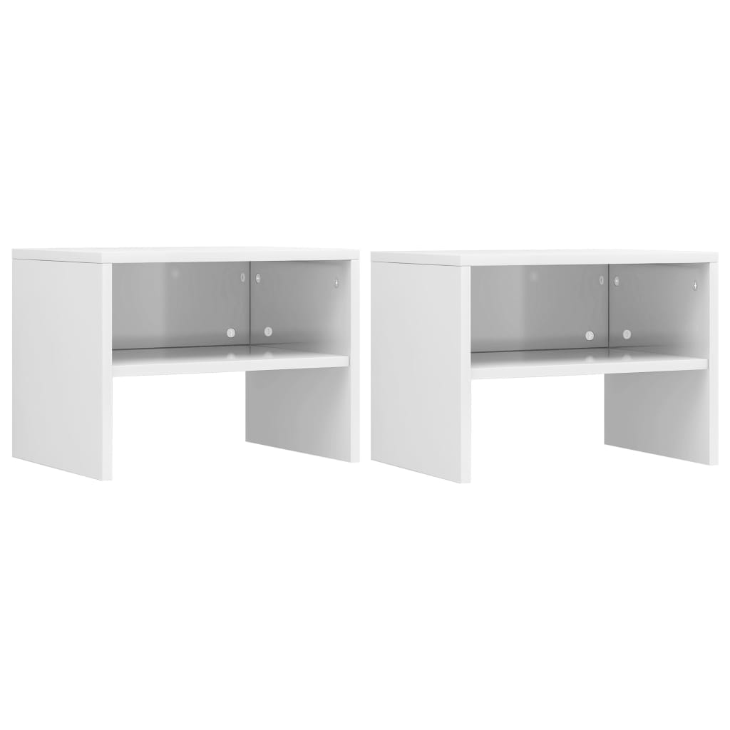 Bedside Table - ENNA Kai 2 Piece Nightstand High Gloss White 40cm - Direct Imports