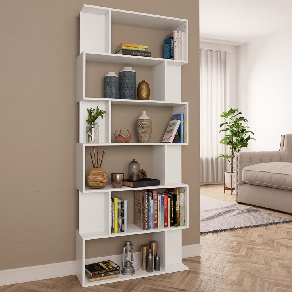 Book Cabinet/Room Divider White 80x24x192 cm Engineered Wood - Merlin Deals