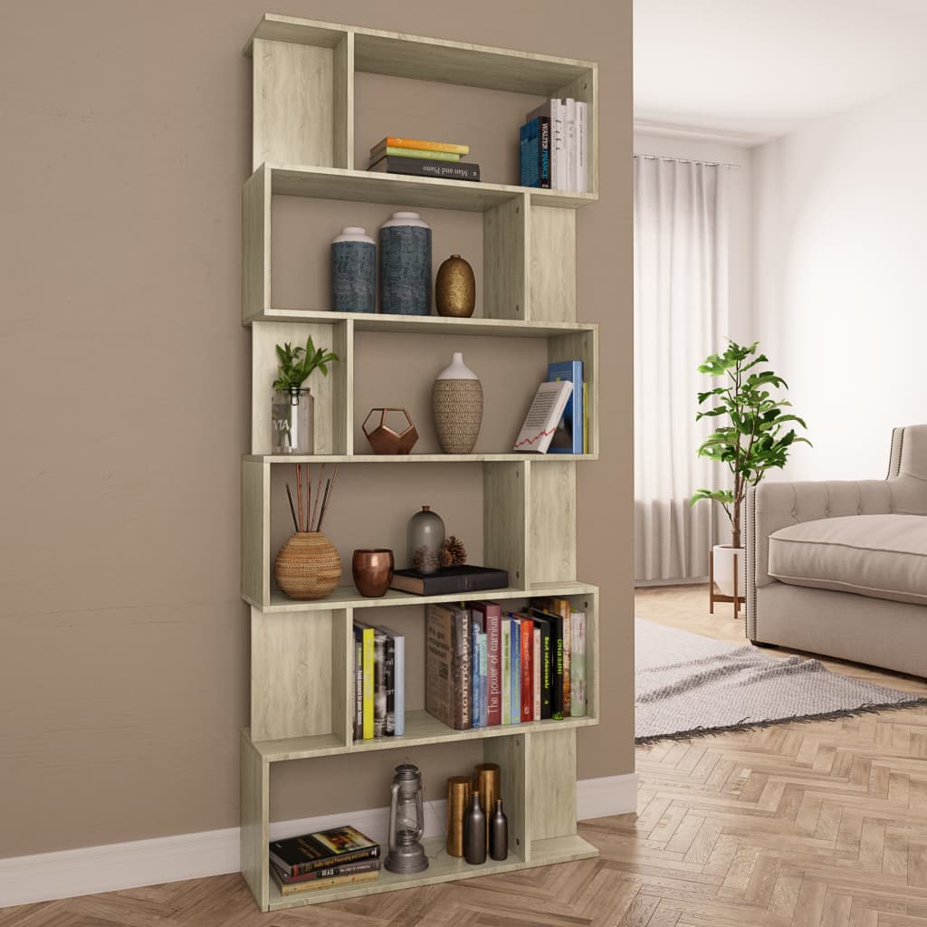 Book Cabinet/Room Divider Sonoma Oak 80x24x192 cm Engineered Wood - Brittle & Co