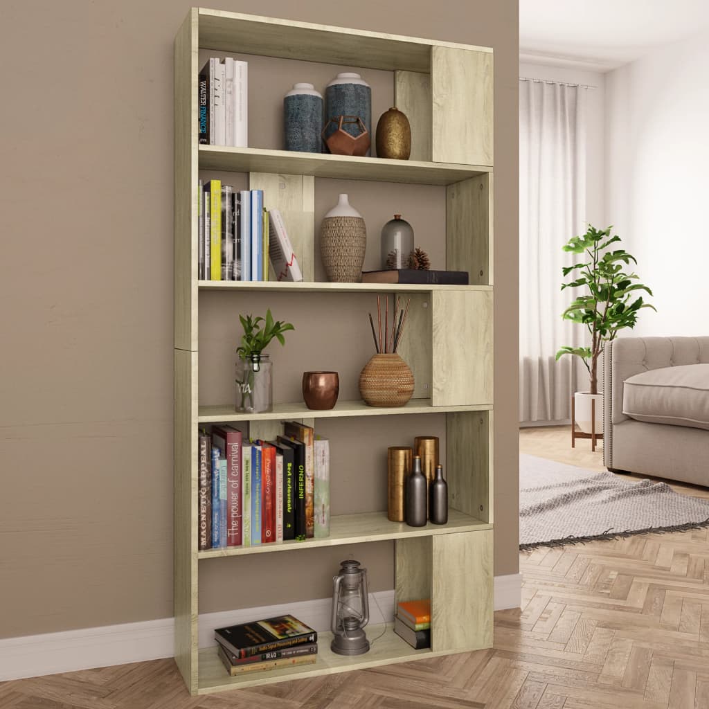 Book Cabinet/Room Divider Sonoma Oak 80x24x159 cm Engineered Wood - Brittle & Co