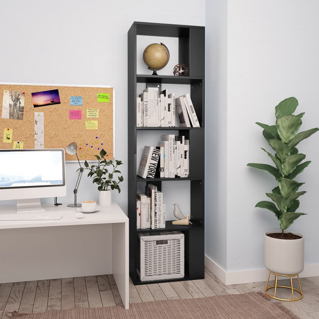 Book Cabinet/Room Divider Black 45x24x159 cm Engineered Wood - Brittle & Co