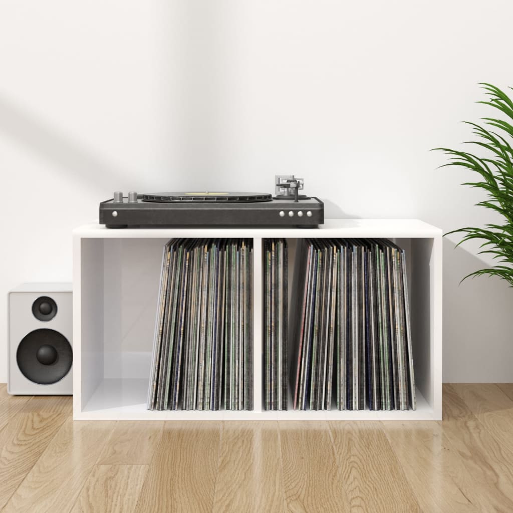 Vinyl Storage Box High Gloss White 71x34x36 cm Engineered Wood - Tyrell & Tyrell