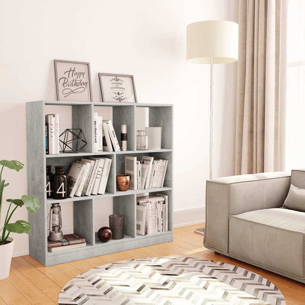Book Cabinet Concrete Grey 97.5x29.5x100 cm Engineered Wood - Decor Base