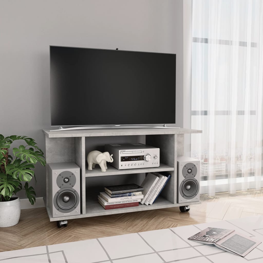 TV Cabinet with Castors Concrete Grey 80x40x40 cm Chipboard - Tyrell & Tyrell