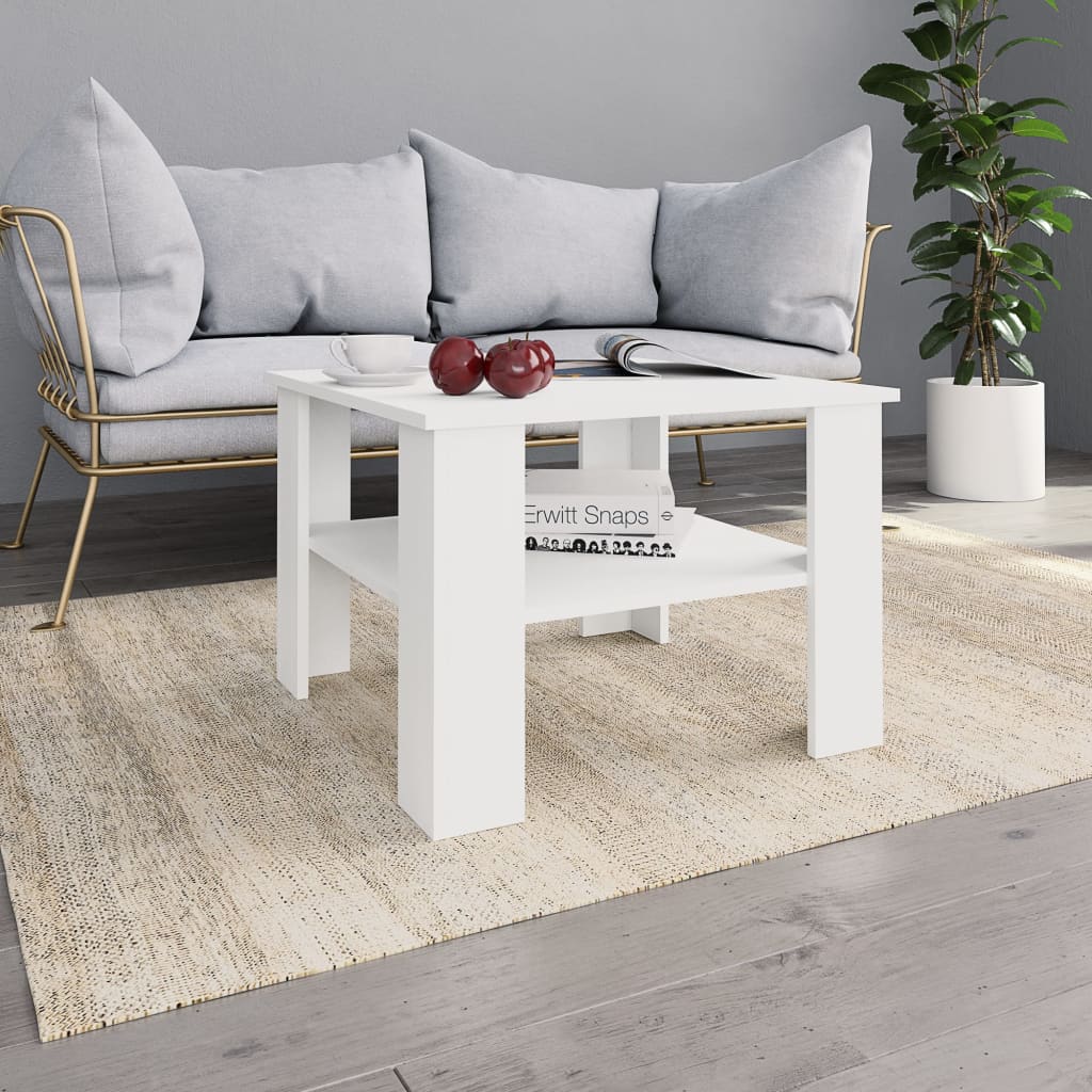 Coffee Table White 60x60x42 cm Engineered Wood - Merlin Deals