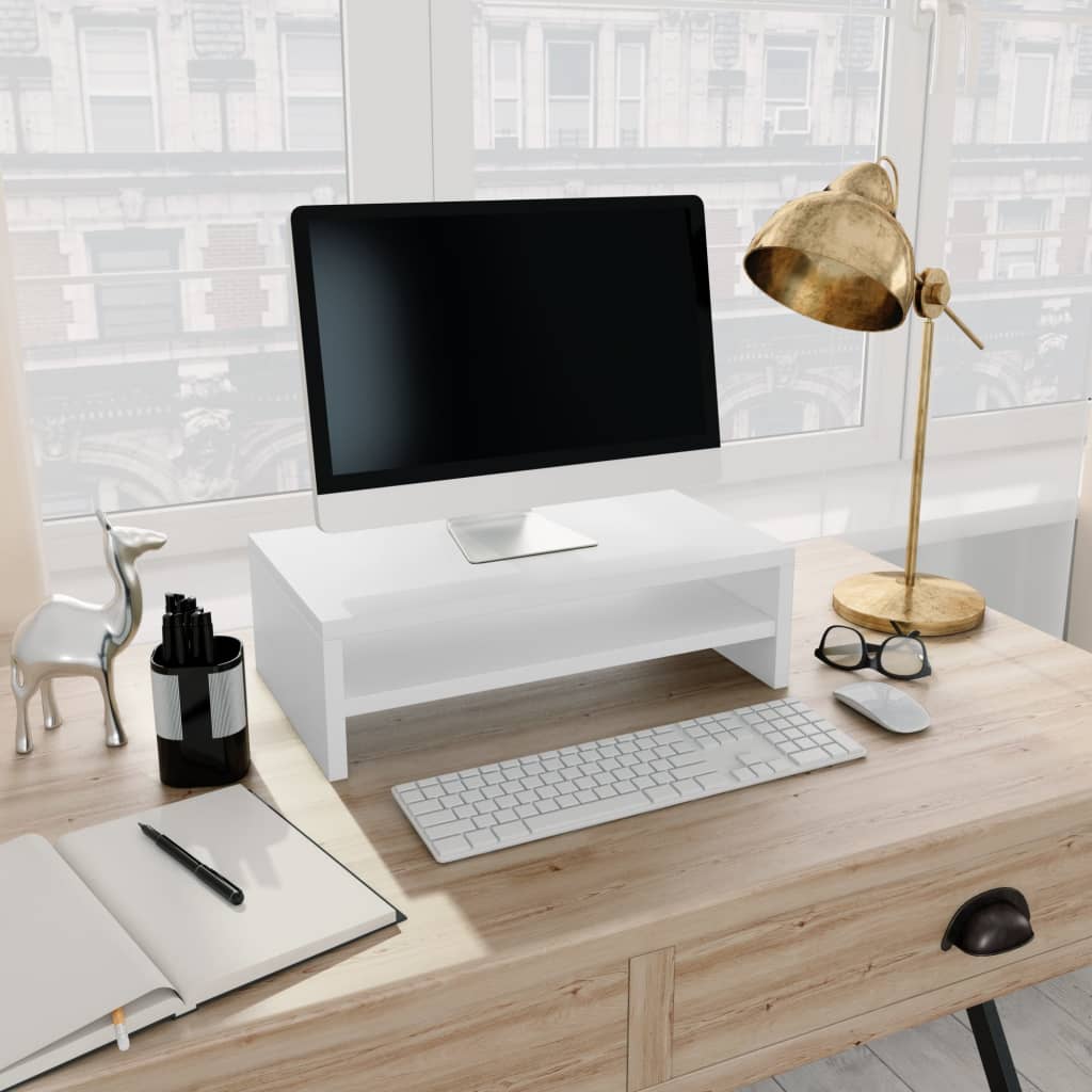 Monitor Stand White 42x24x13 cm Engineered Wood - Millennium Furniture