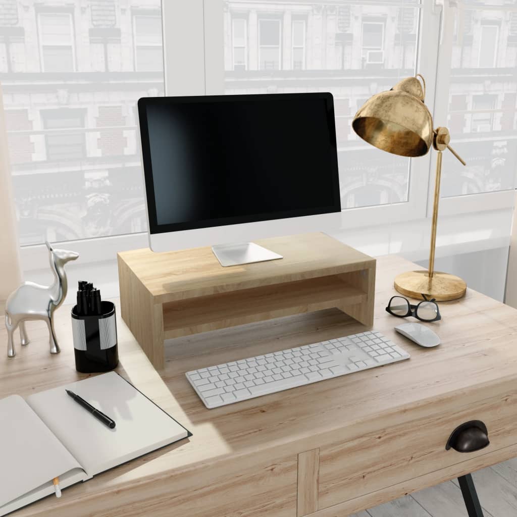 Monitor Stand Sonoma Oak 42x24x13 cm Engineered Wood - Brittle & Co