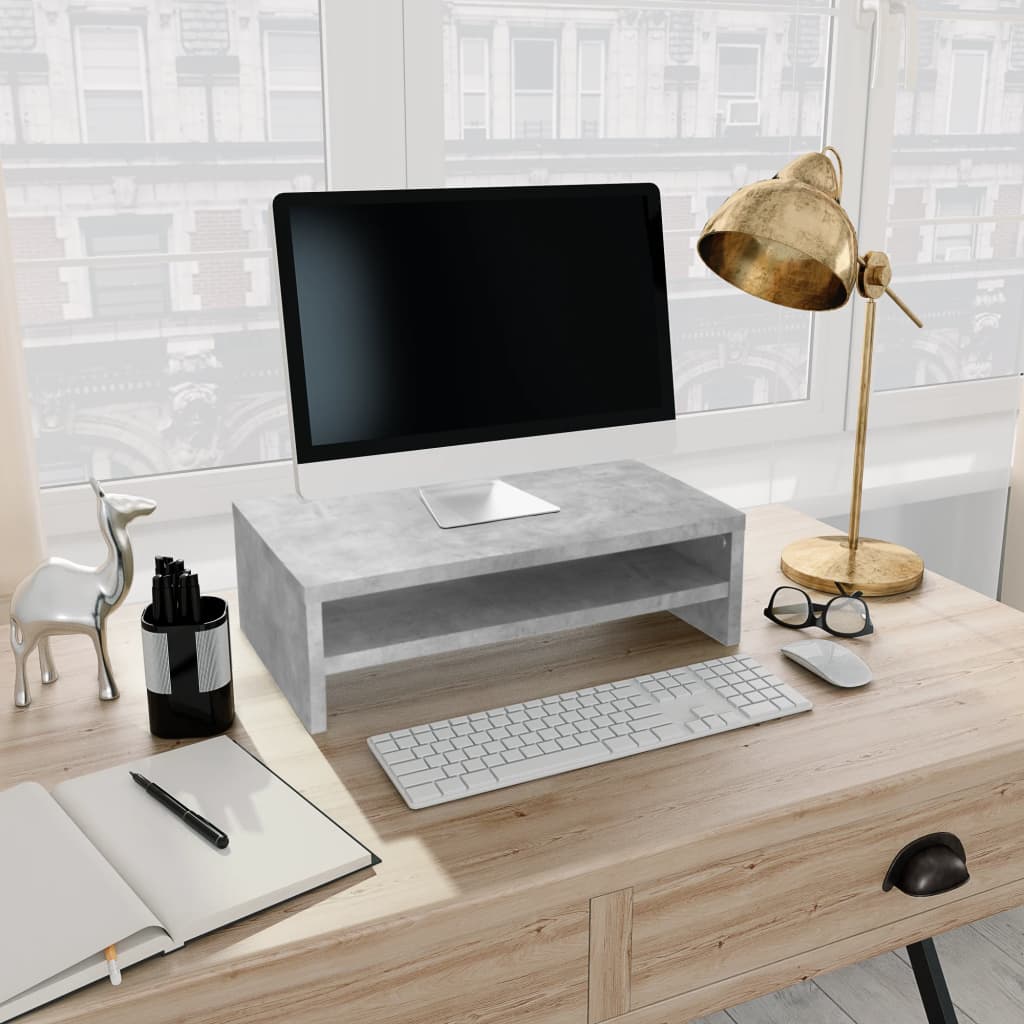Monitor Stand Concrete Grey 42x24x13 cm Engineered Wood - Discount Dealers
