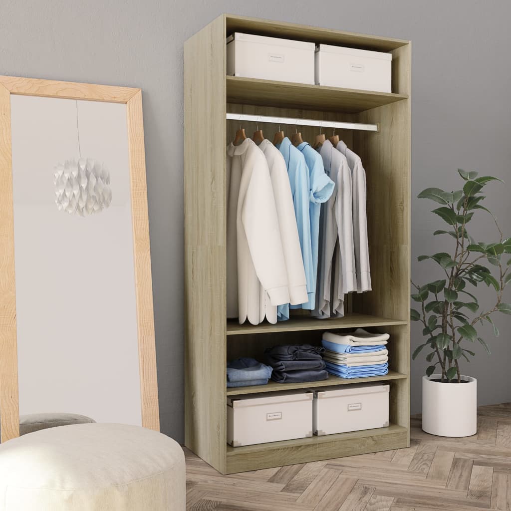 Wardrobe Sonoma Oak 100x50x200cm Engineered Wood - Liro - Millennium Furniture