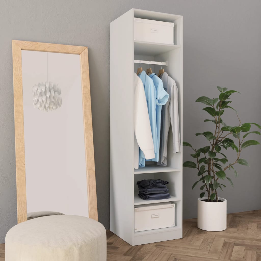 Wardrobe White 50x50x200cm Engineered Wood - Discount Dealers