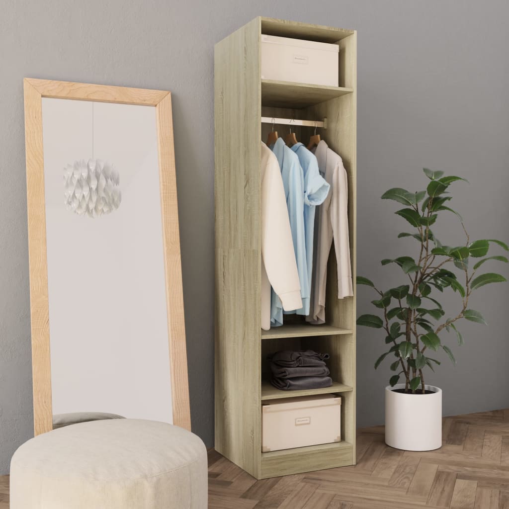 Wardrobe Sonoma Oak 50x50x200cm Engineered Wood - Millennium Furniture