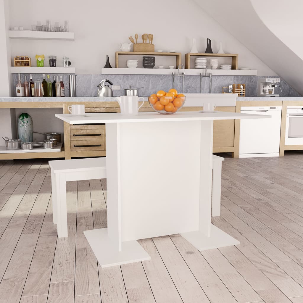 Dining Table White 110x60x75 cm Engineered Wood - Discount Dealers