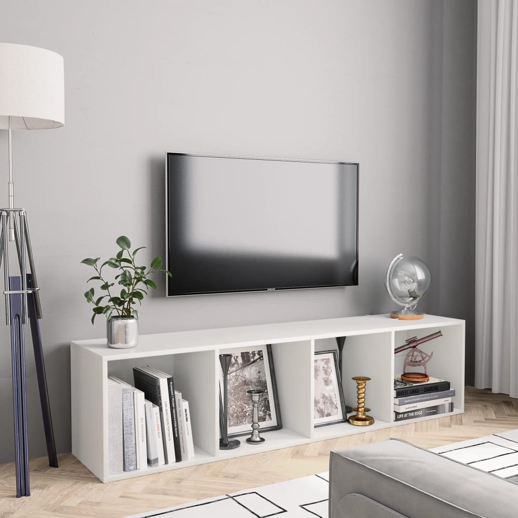 Book Cabinet/TV Cabinet White 143x30x36 cm - Direct Imports