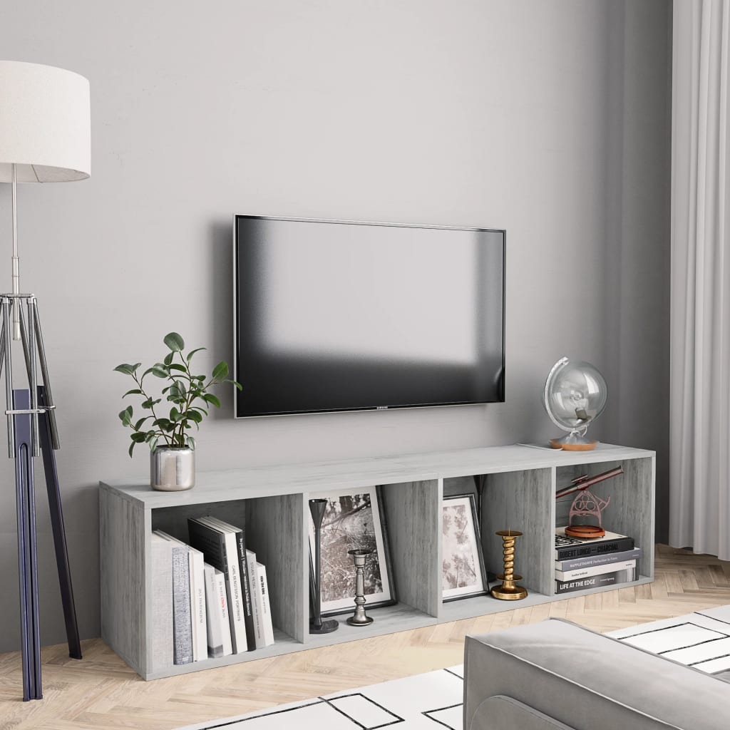 Book Cabinet/TV Cabinet Concrete Grey 143x30x36 cm - Decor Base