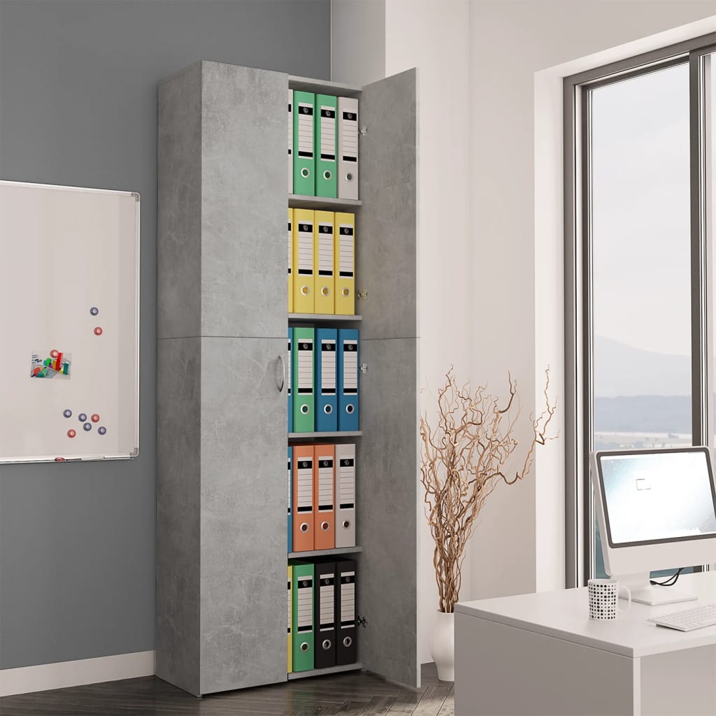 Office Cabinet Concrete Grey 60x32x190 cm Engineered Wood - The Home Maker