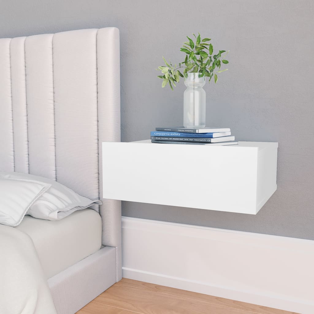 Bedside Table - FALMOUTH Nightstand White 40cm - Discount Dealers