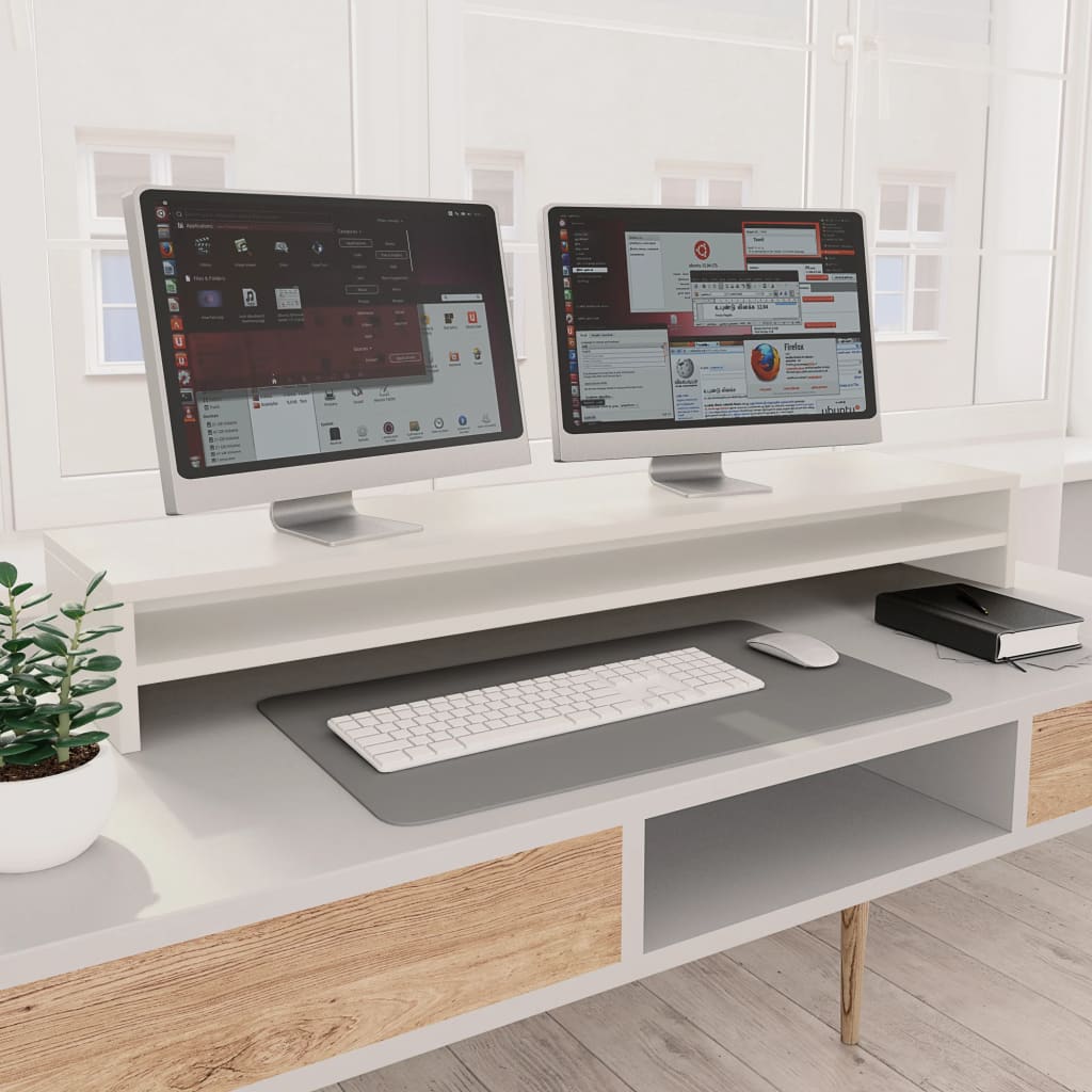 Monitor Stand White 100x24x13 cm Engineered Wood - Design Hut
