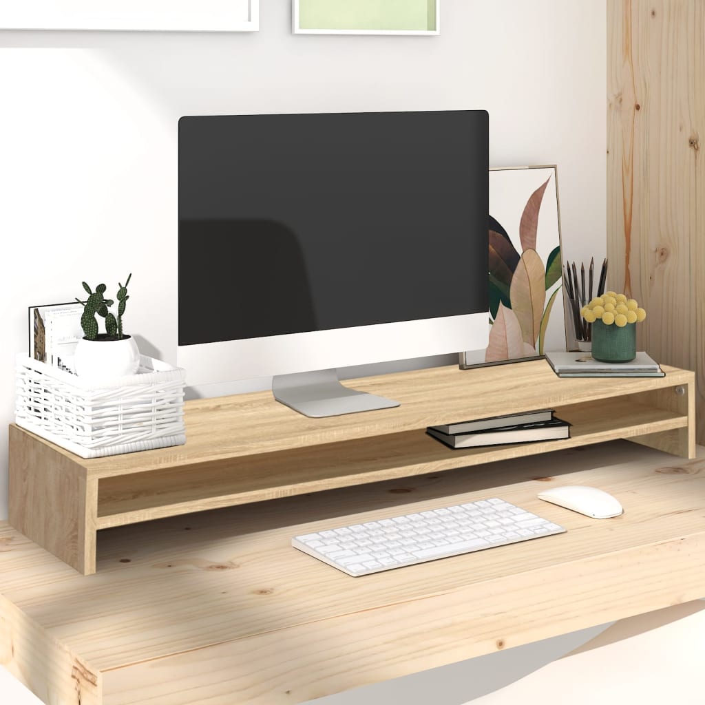 Monitor Stand Sonoma Oak 100x24x13 cm Engineered Wood - Brittle & Co
