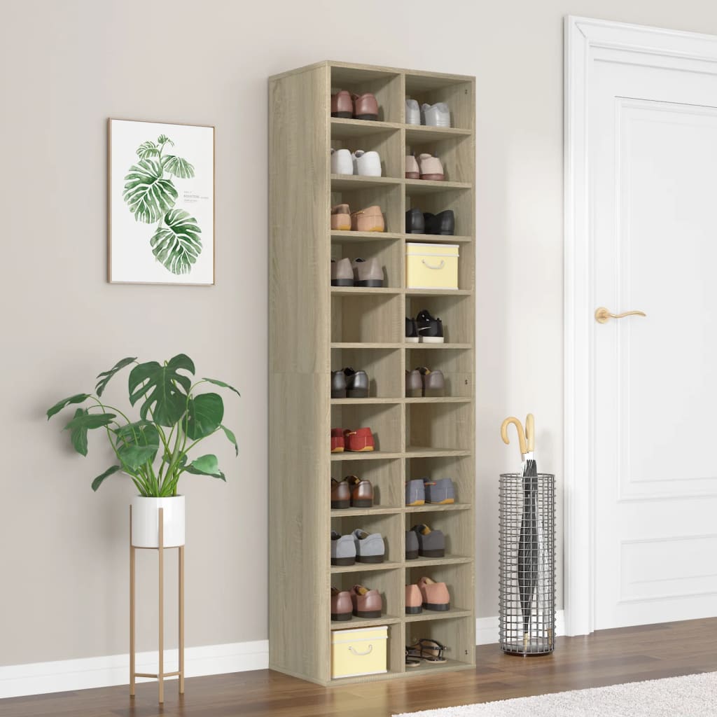 Shoe Cabinet Sonoma Oak 54x34x183 cm Engineered Wood - All Things Good