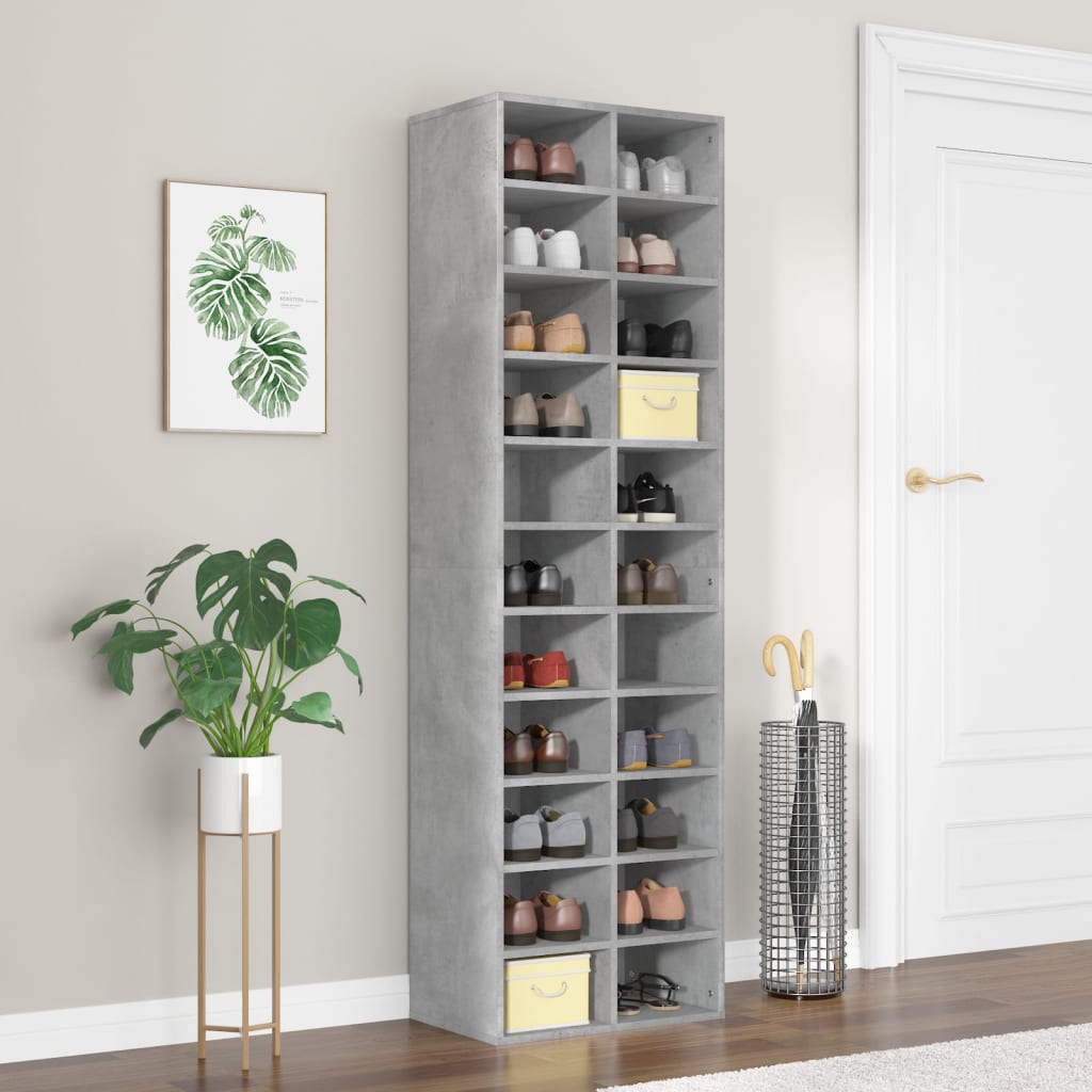 Shoe Cabinet Concrete Grey 54x34x183 cm Engineered Wood - Casper Homes