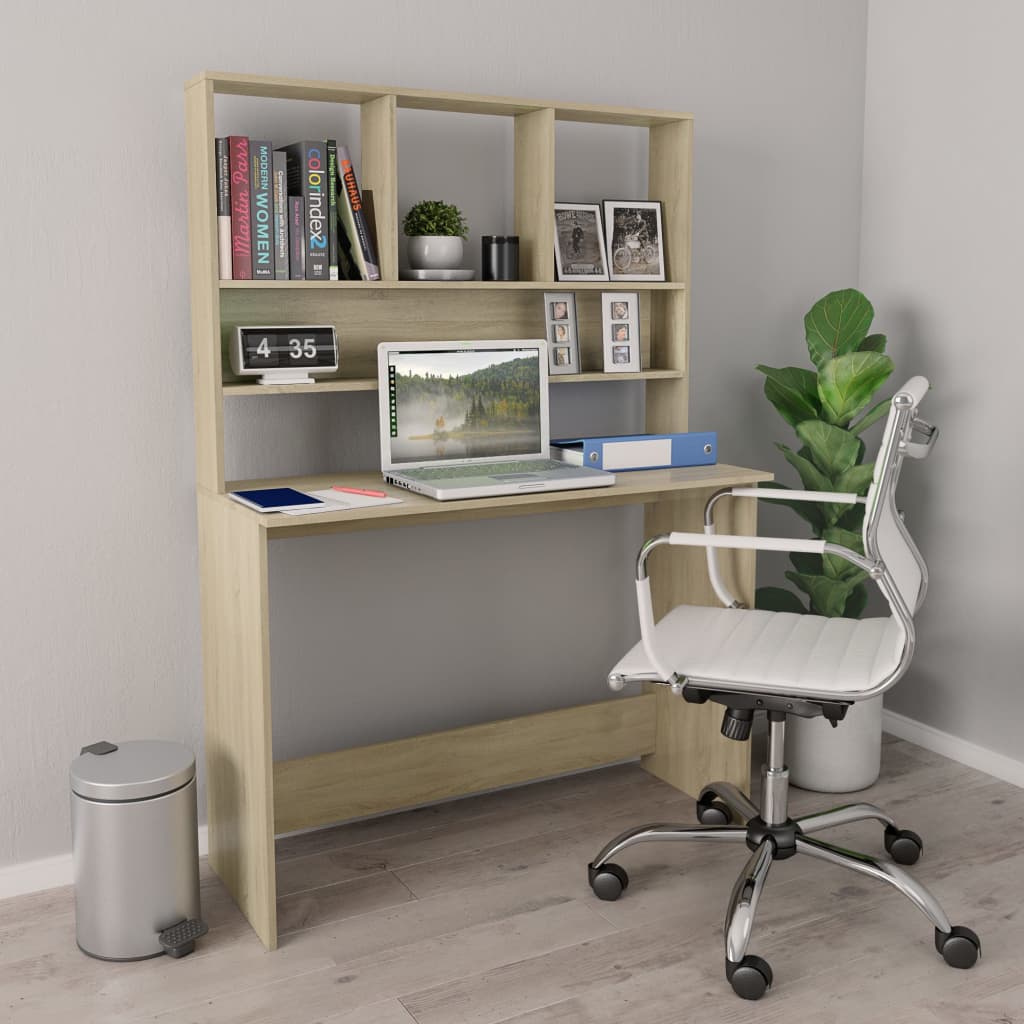 Desk with Shelf Sonoma Oak 110x45x157 cm Engineered Wood - Casper Homes