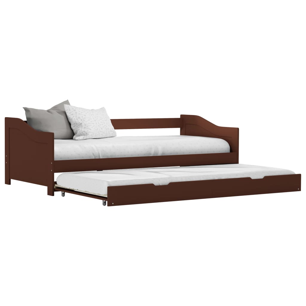 Pull-out Sofa Bed Frame Dark Brown Pinewood 90x200 cm - Tyrell & Tyrell