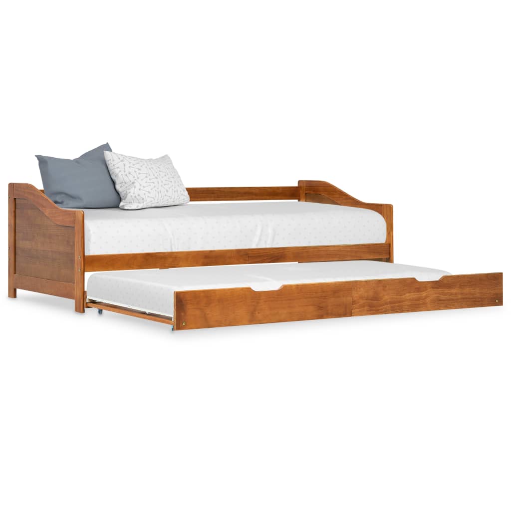 Pull-out Sofa Bed Frame Honey Brown Pinewood 90x200 cm - Merlin Deals