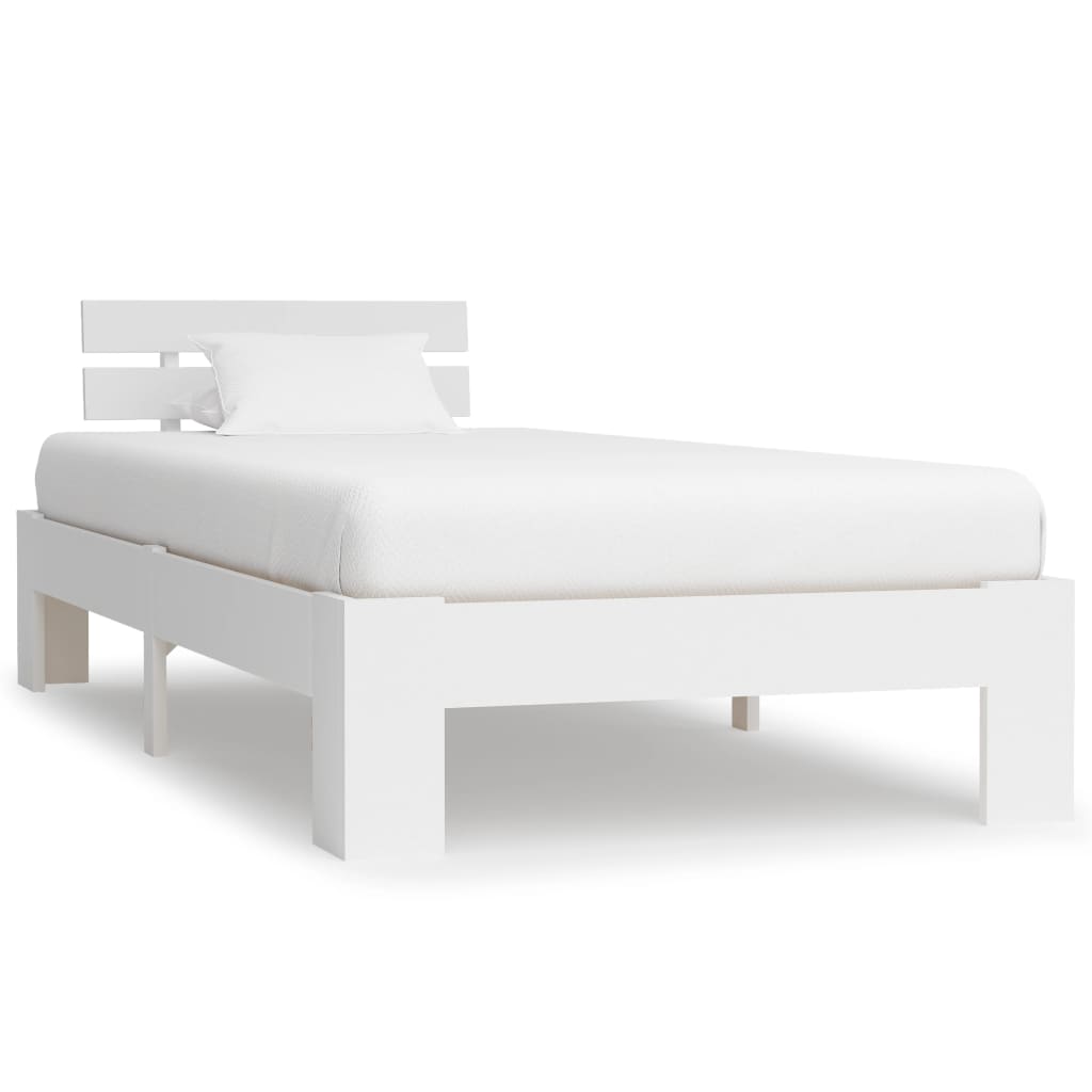 Bed Frame White Solid Pine Wood 90x200 cm - Millennium Furniture