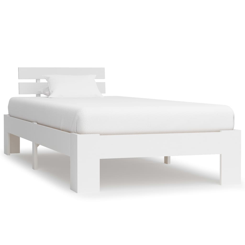 Bed Frame White Solid Pine Wood 100x200 cm - Design Hut