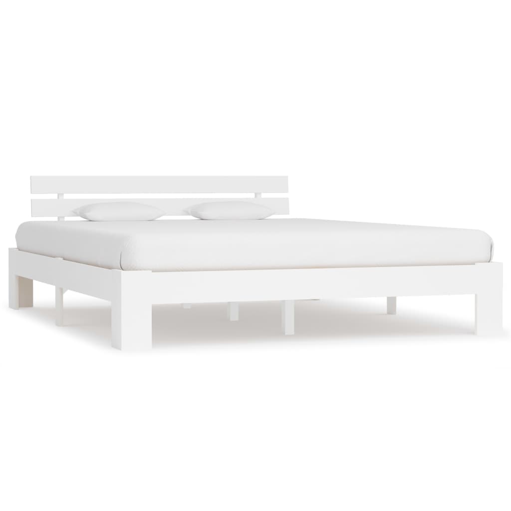 Bed Frame White Solid Pine Wood 180x200 cm Super King - The Home Maker