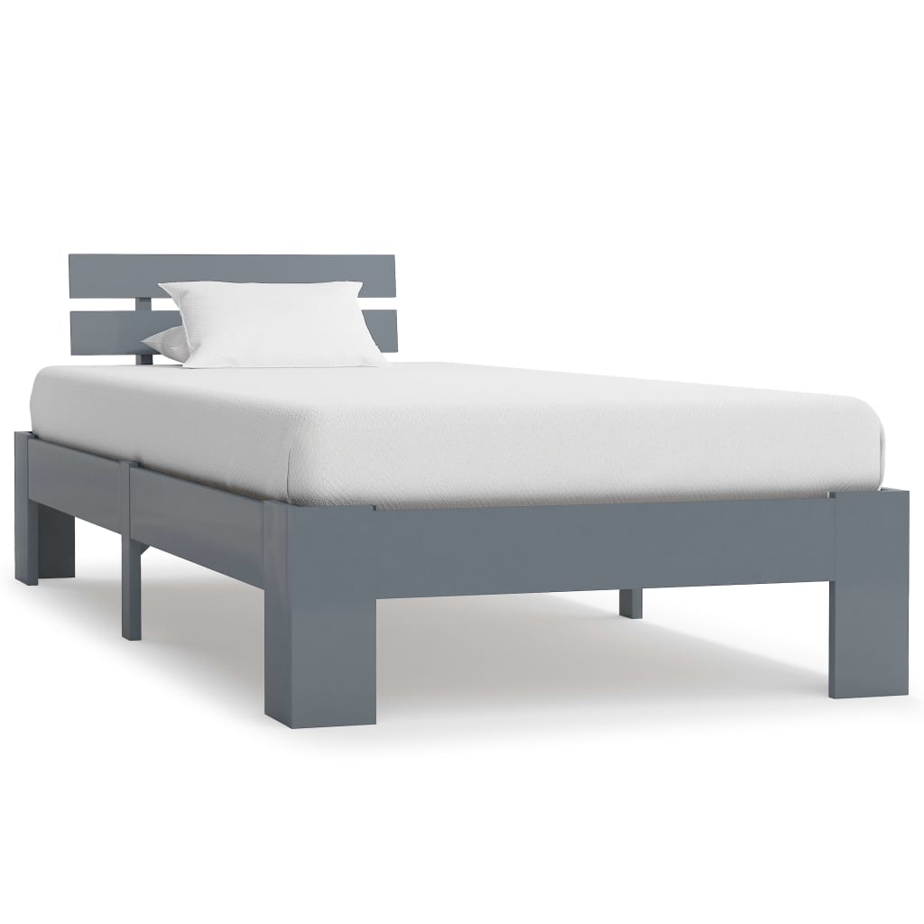 Bed Frame Grey Solid Pine Wood 100x200 cm - Decor Base