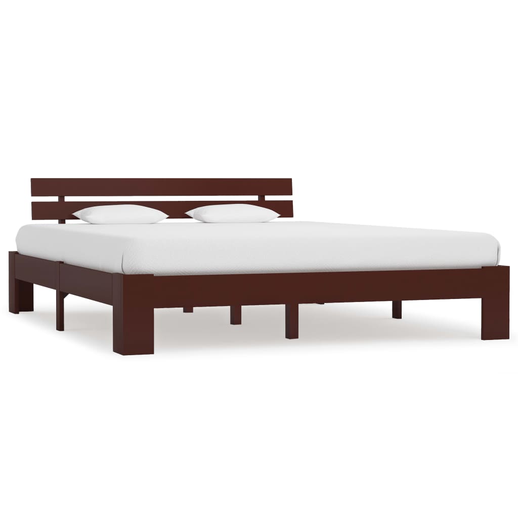 Bed Frame Dark Brown Solid Pine Wood 180x200 cm Super King - Direct Imports