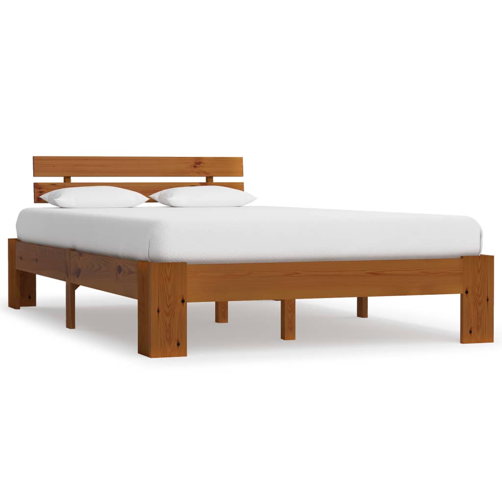 Bed Frame Honey Brown Solid Pine Wood 140x200 cm - Design Hut