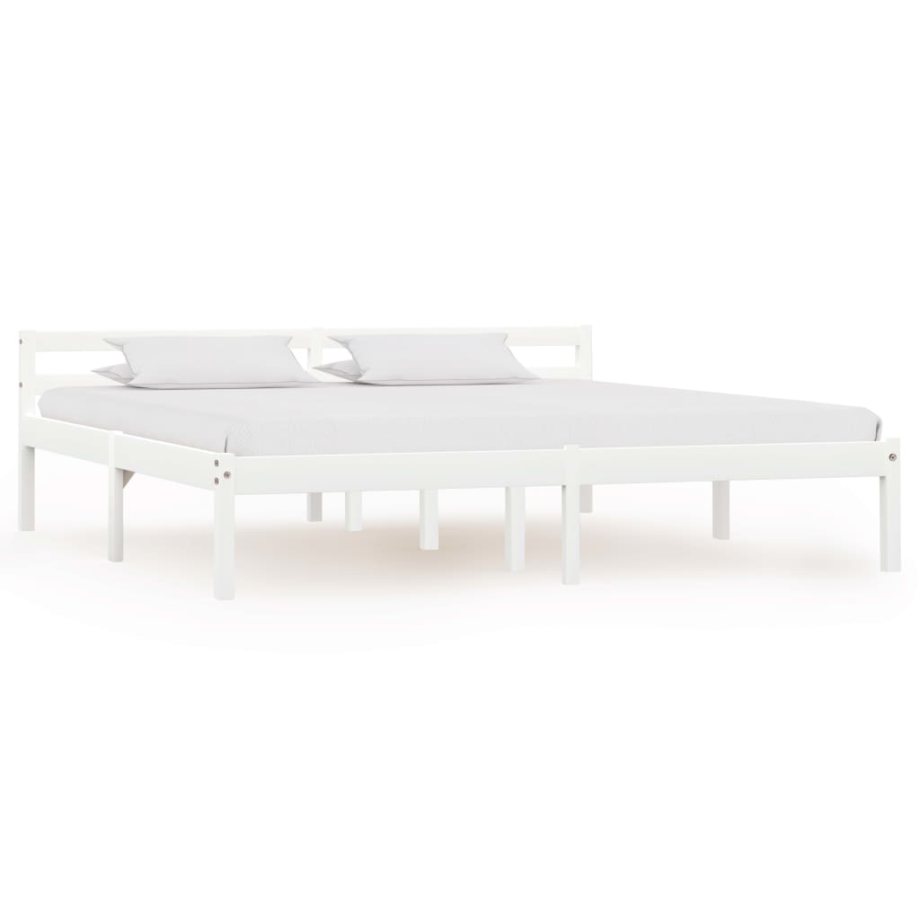 Bed Frame White Solid Pine Wood 180x200 cm Super King - Millennium Furniture