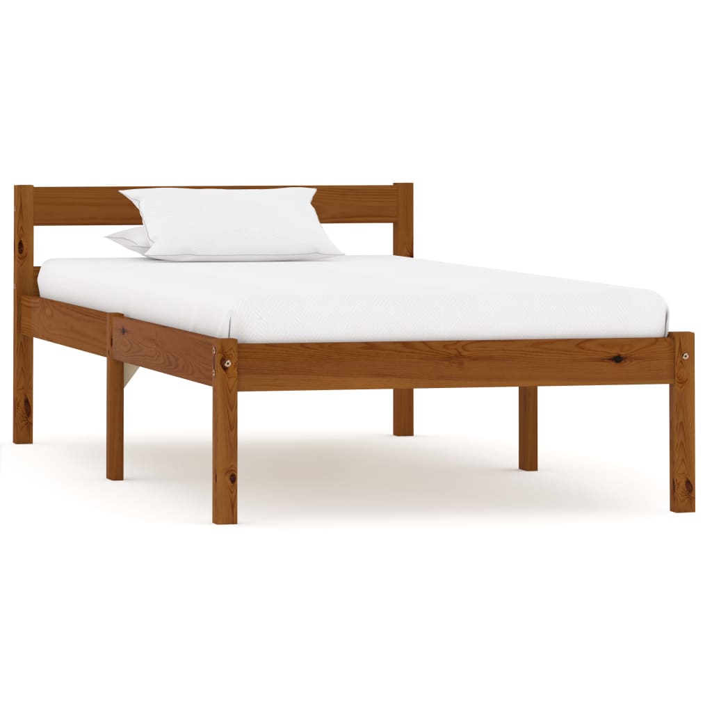 Bed Frame Honey Brown Solid Pine Wood 100x200 cm - The Home Maker