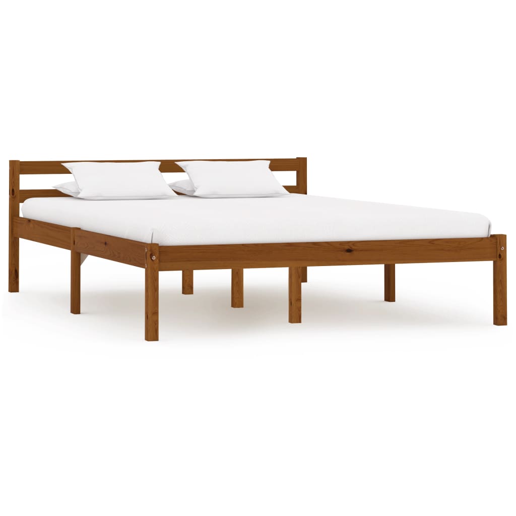 Bed Frame Honey Brown Solid Pine Wood 120x200 cm - All Things Good