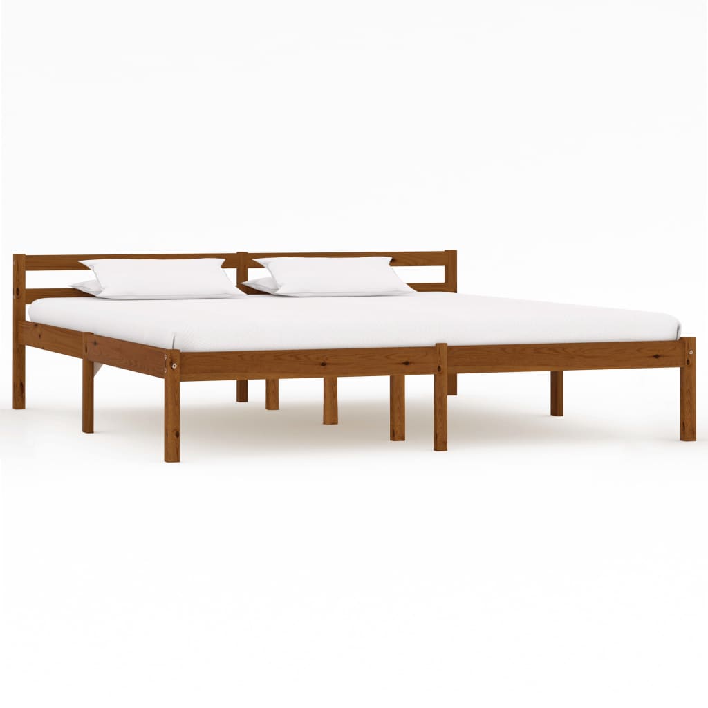Bed Frame Honey Brown Solid Pine Wood 180x200 cm Super King - Design Hut