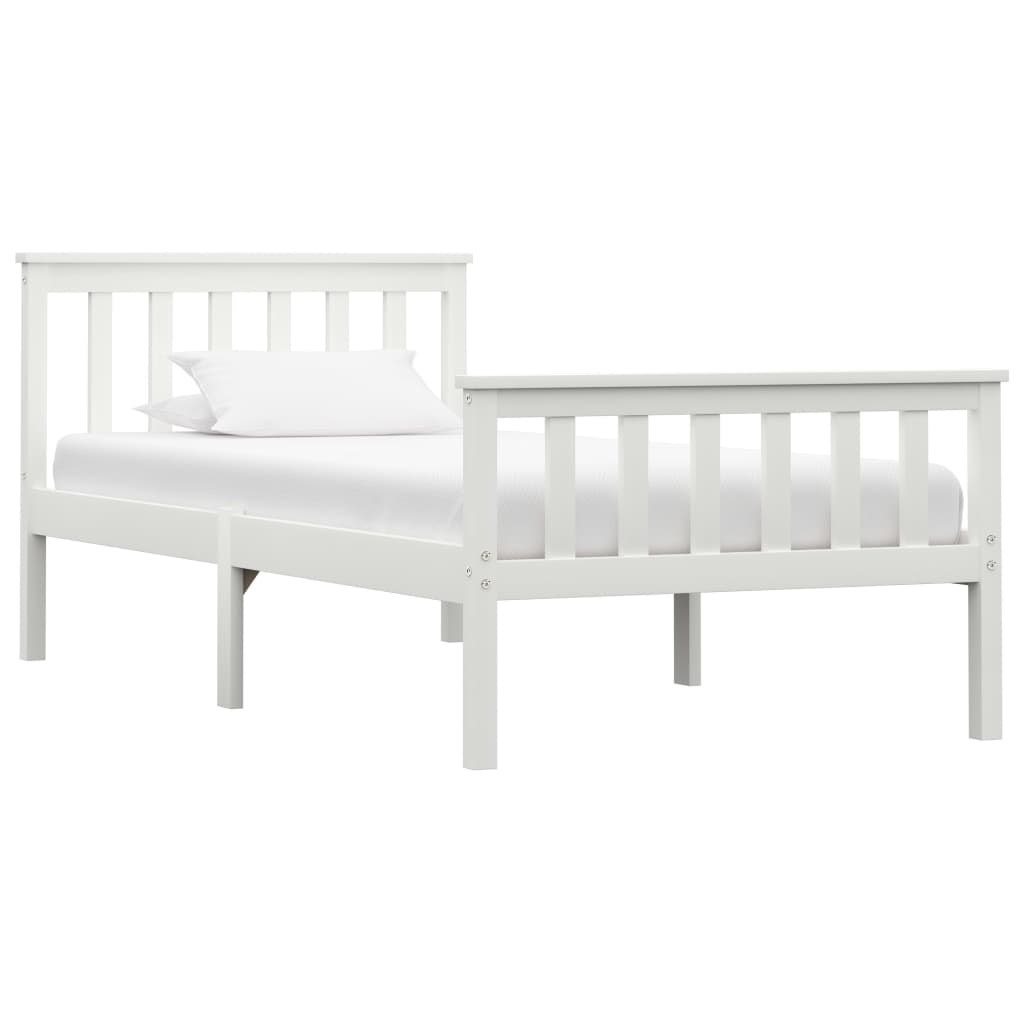 Bed Frame White Solid Pinewood 100x200 cm - Merkel Designers