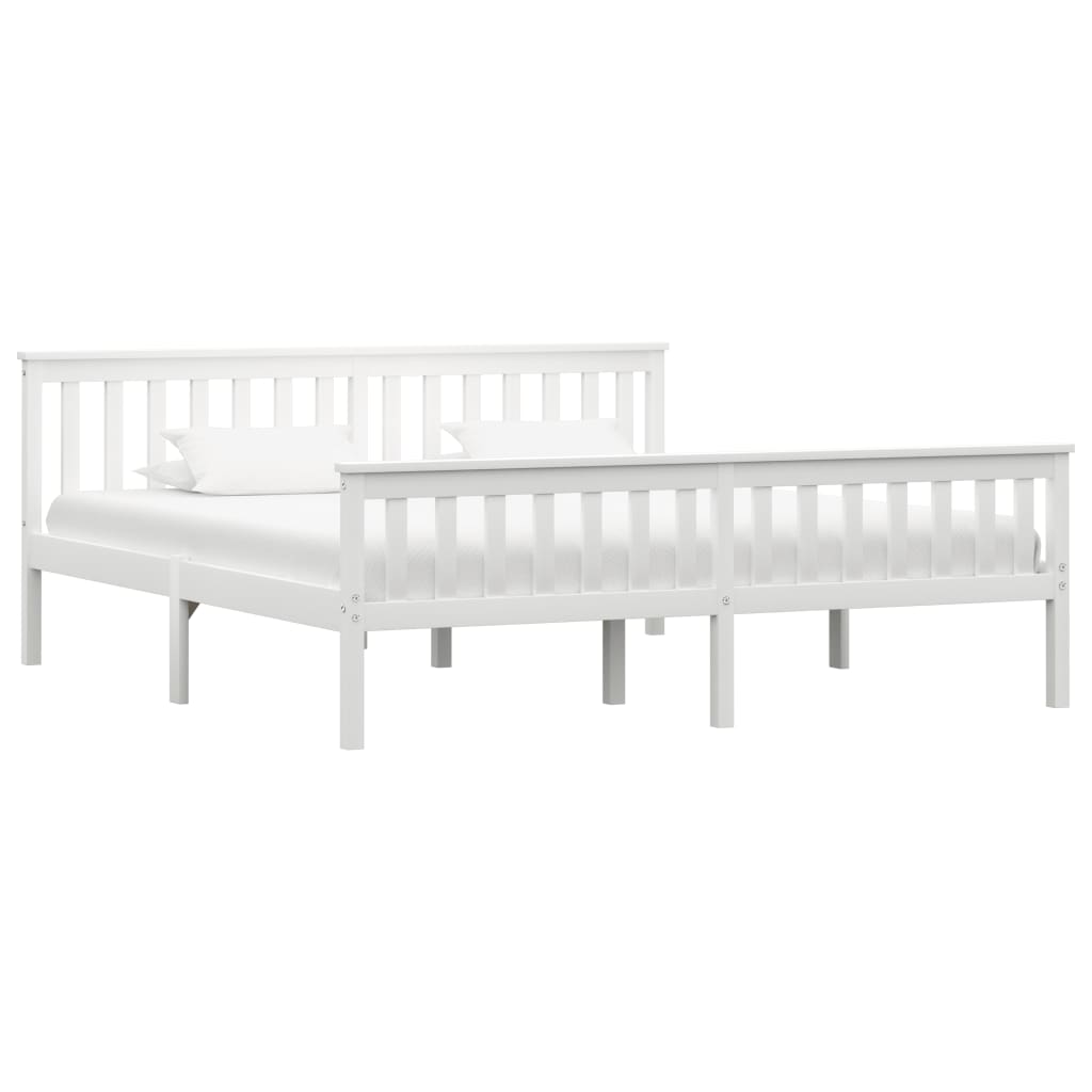 Bed Frame White Solid Pinewood 180x200 cm Super King - Millennium Furniture