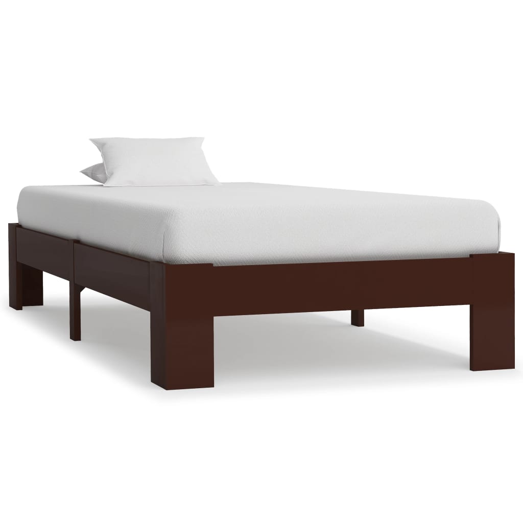 Bed Frame Dark Brown Solid Pine Wood 90x200 cm - Design Hut
