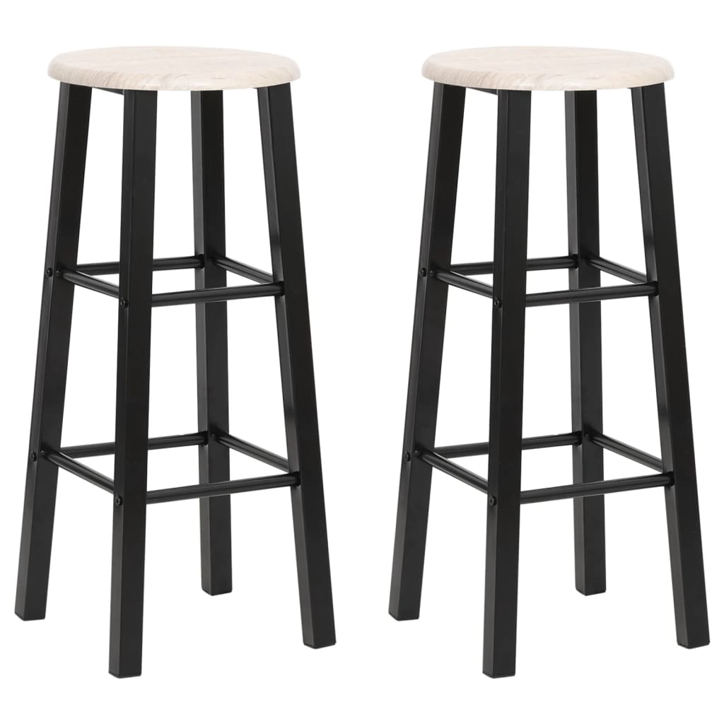 Bar Stools 2 pcs Black MDF - Tyrell & Tyrell