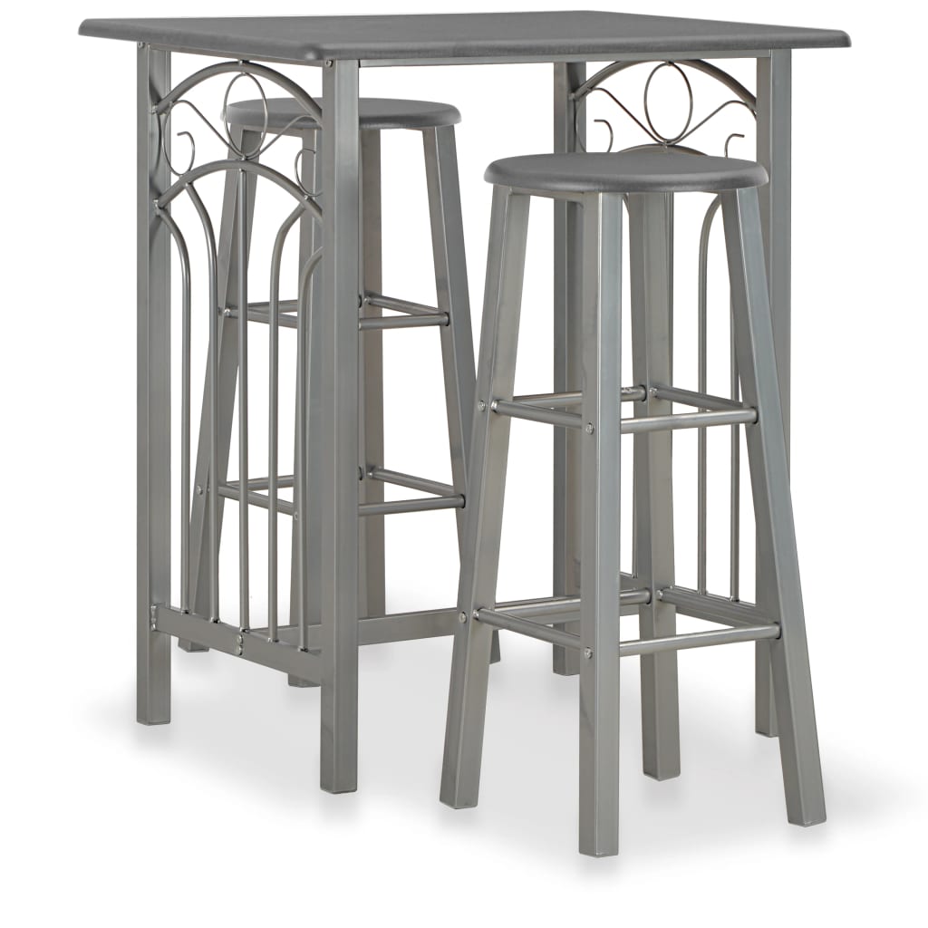 3 Piece Bar Set Wood and Steel Anthracite - Brittle & Co