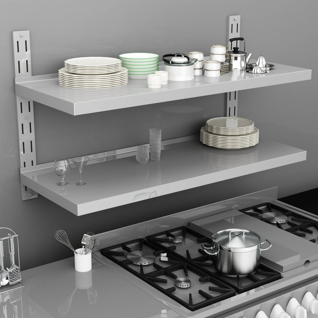2-Tier Floating Wall Shelf Stainless Steel 120x30 cm - Unbeatable Bargains